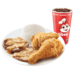 2Pc Chickenjoy W/ 2Pc Burger Steak Side and Drink